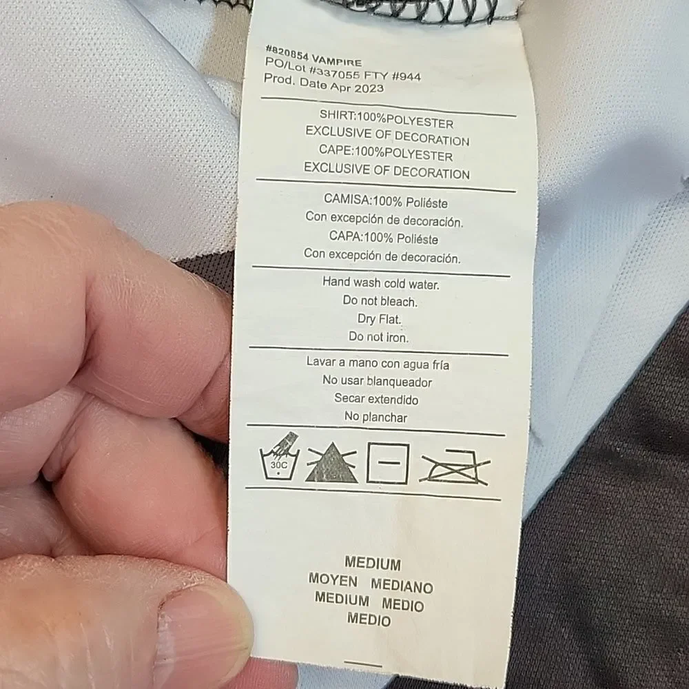 Vampire‎ shirt w/attached vest and cape Adult medium